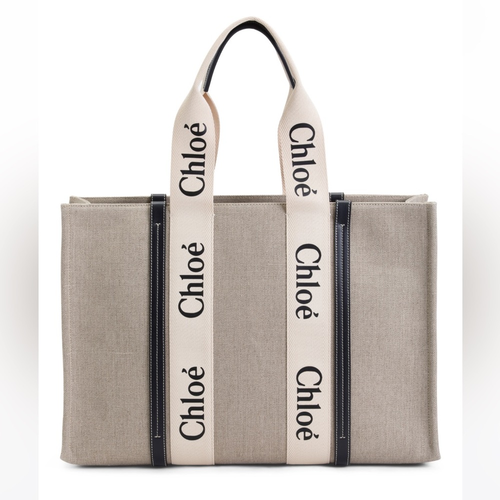 CHLOE
Made In Italy Linen Canvas And Leather Woody Large